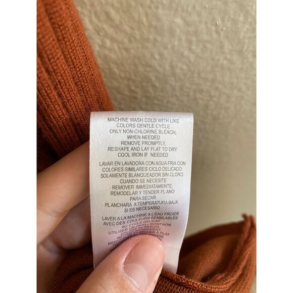 Absolutely Famous Womens Rust Dress S Ribbed Sleeve Knit Rayon long sleeve vneck - Picture 6 of 8